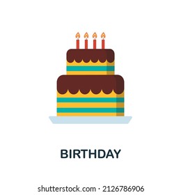 Birthday flat icon. Colored element sign from celebration collection. Flat Birthday icon sign for web design, infographics and more.