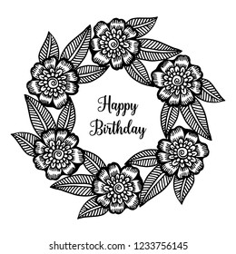 Birthday floral card style vector illustration