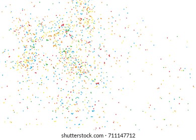 Birthday foil confetti glitter sparkles blow. Particles random background. Colourful explosion of dots. Grainy textured holiday birthday design for greeting cards visuals. Vector.