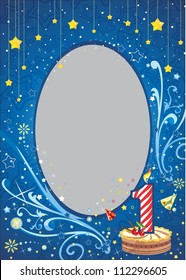 Birthday frame  | Bright anniversary card with cake | EPS10 Vector