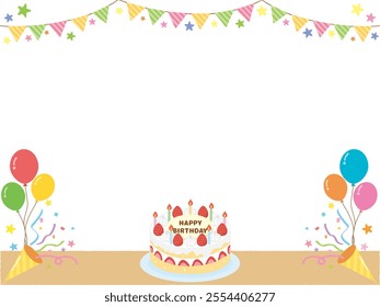 birthday frame with cake and crackers