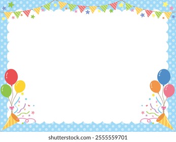 Birthday frame with crackers and garland（blue）