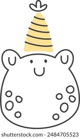 Birthday Frog Outline Vector Illustration