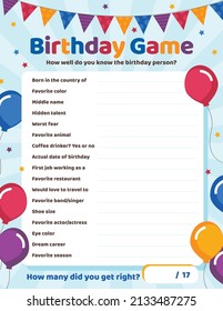 Birthday Game - How well do you know the birthday person?
