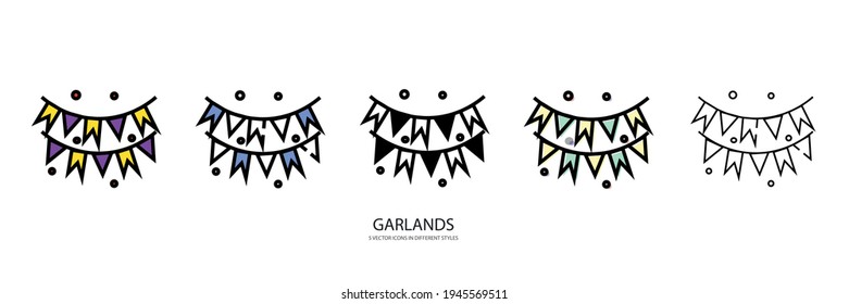 birthday garlands vector type icon