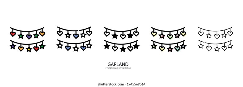 birthday garlands vector type icon