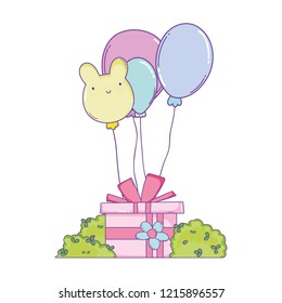 Birthday gift box with balloons