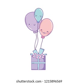 Birthday gift box with balloons