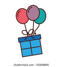 birthday gift box with balloons decoration celebration