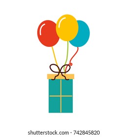 birthday gift box with balloons decoration celebration