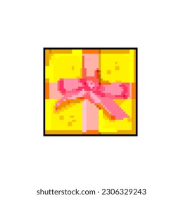 birthday gift box game pixel art retro vector. bit birthday gift box. old vintage illustration