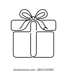 Birthday Gift Box Line Art