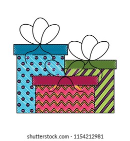 birthday gift boxes with bow decoration drawing