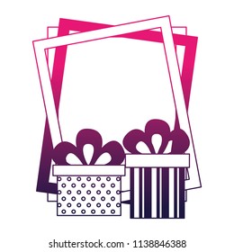 birthday gift boxes and frame celebration