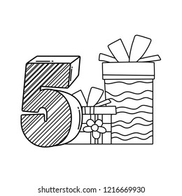 Birthday gift boxes with number in black and white