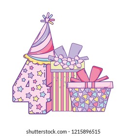 Birthday gift boxes with number four