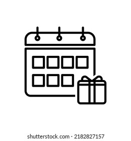 birthday gift, calendar with gift box icon vector
