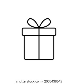 Birthday gift Christmas gift box with ribbon bow line art vector icon for apps and websites