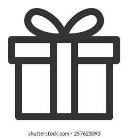 Birthday Gift / Christmas Gift Box With Ribbon Bow Line Art Vector Icon For Apps And Websites