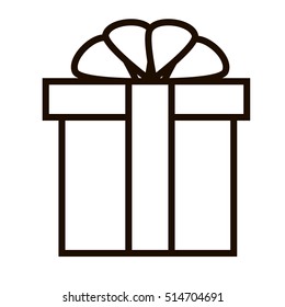 Birthday gift / Christmas gift box with ribbon bow line art icon for apps and websites