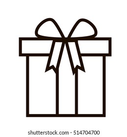 Birthday gift / Christmas gift box with ribbon bow line art icon for apps and websites