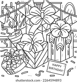 Birthday Gift Coloring Page for Kids