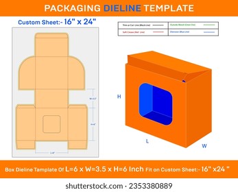 Birthday Gift Cupcake box bulk Dieline Template 6x3.5x6 inch