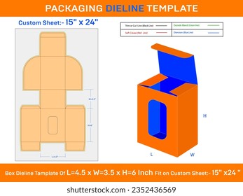 Birthday Gift Cupcake box Dieline Template 4.5x3.5x6 inch
