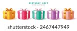 Birthday gift elements vector set design. Birthday gifts box surprise elements collection for wedding, anniversary and holiday occasion isolated white background. Vector illustration birthday gifts 