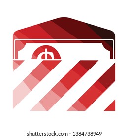 Birthday gift envelop icon with money  . Flat color design. Vector illustration.