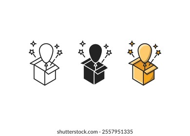 birthday gift icon, anniversary gift with various styles
