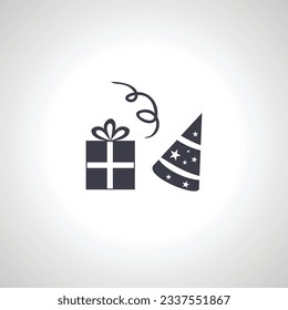 birthday gift icon. birthday cap icon