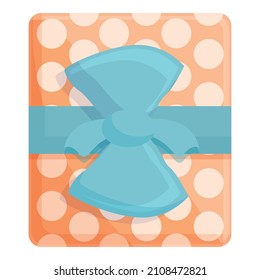 Birthday gift icon cartoon vector. Box present. Ribbon package
