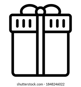 Birthday gift icon. Outline birthday gift vector icon for web design isolated on white background