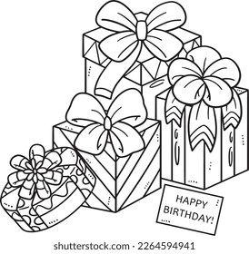 Birthday Gift Isolated Coloring Page for Kids