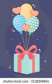 birthday gift present and balloons