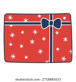 Regalo de cumpleaños, presente en caja, aislado en transparente. Ilustración vectorial de dibujo de línea dibujada a mano. Fiesta tradicional, Navidades, Epifanía, Día de los Reyes Magos, elemento de diseño estacional, arte de Clip