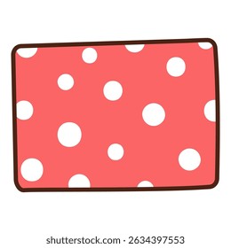 Verjaardagscadeau, aanwezig in doos, inpakpapier met polka dots patroon hand getrokken illustratie, geïsoleerde vector. Lijntekening ontwerp. Verjaardagsviering, festival, carnaval, party clip art, element