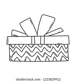 Birthday giftbox cartoon black and white
