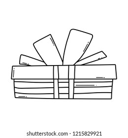 Birthday giftbox cartoon black and white