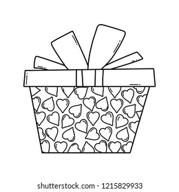 Birthday giftbox cartoon black and white