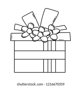 Birthday giftbox cartoon in black and white