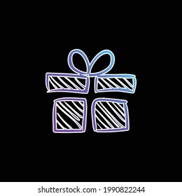 Icono de vector de gradiente azul del bosquejo de regalo de cumpleaños