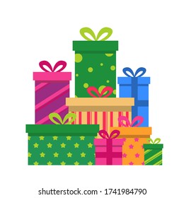 birthday gifts boxes on white background. Stock vector illustration