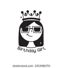 Geburtstag Girl Doodle Vektorgrafik Sticker. EPS10-Datei