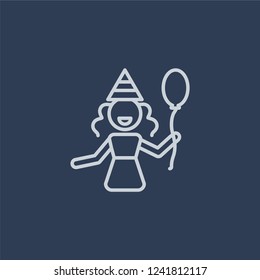 Birthday girl icon. Birthday girl linear design concept from Birthday and Party collection. Simple element vector illustration on dark blue background.