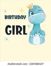 Birthday for Girls Kids Cute Dinosaur on Shirt Card Theme Decoration Ideas
