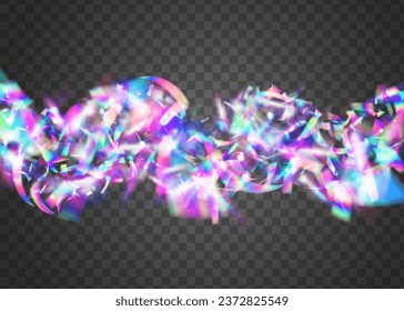 Birthday Glare. Shiny Multicolor Gradient. Transparent Effect. Disco Banner. Violet Metal Background. Kaleidoscope Texture. Surreal Foil. Flying Art. Purple Birthday Glare