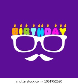 Birthday Glasses Male Version. Isolated Vector Illustration