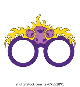 Birthday Glasses Theme Meteor Space Cartoon Icon Illustration